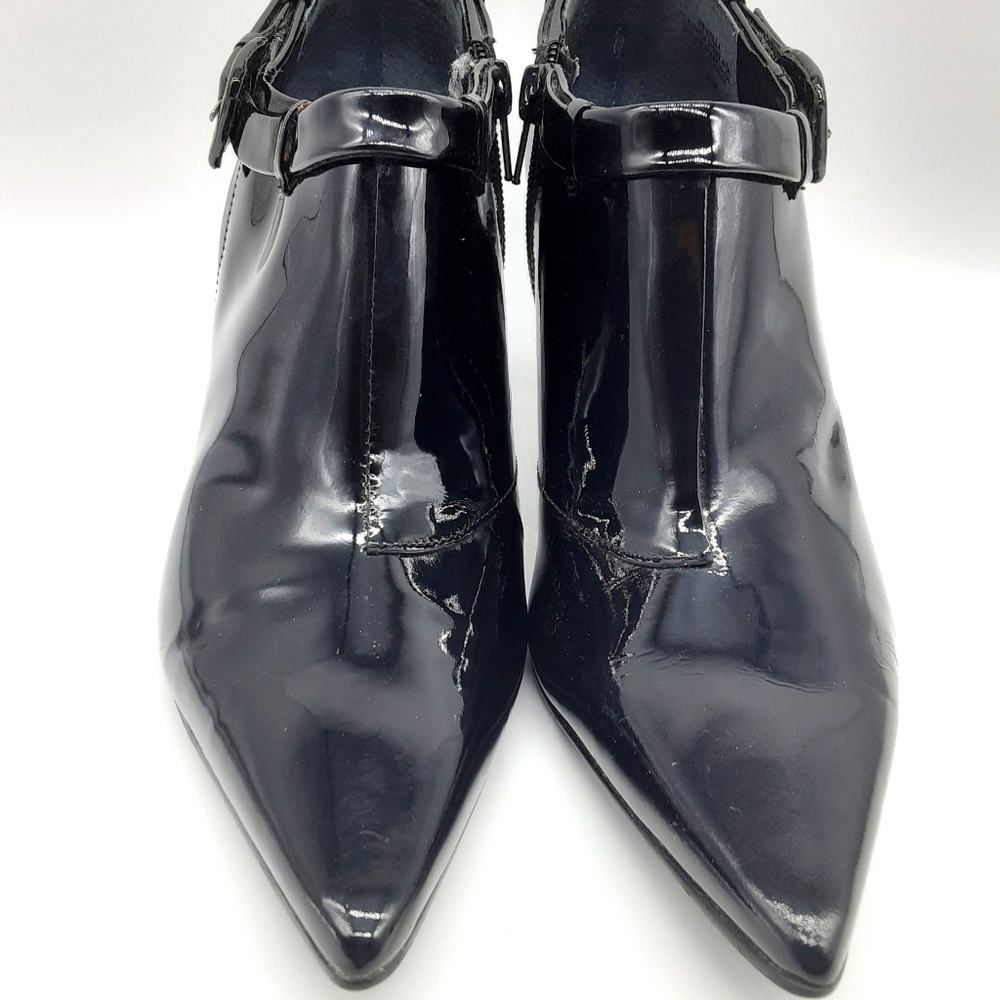 Nine West Womens Patent Leather Pumps Black Zip 8M